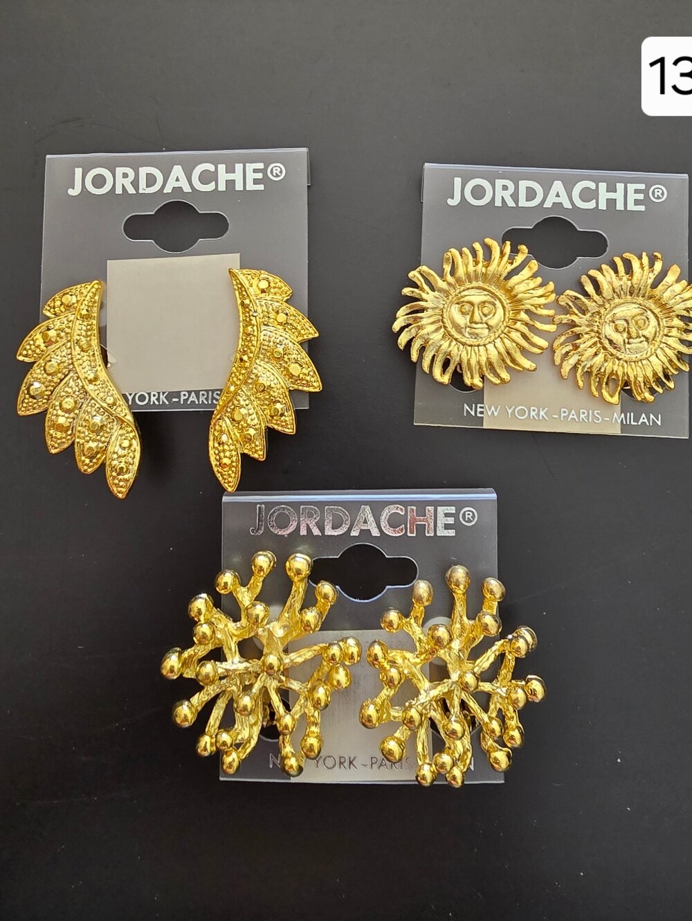 Vintage Jordache gold-tone clip-on earrings Costume jewelry